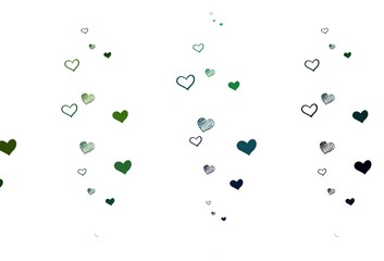 Light Green vector template with doodle hearts.