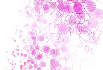 Light Pink, Yellow vector background with polygonal style with circles.