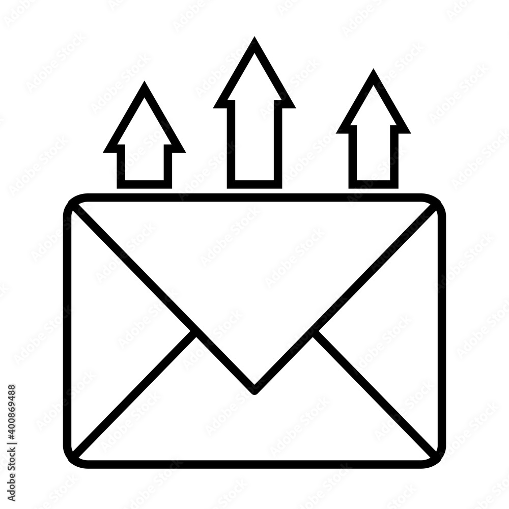 Poster envelope mail with arrows up line style icon vector illustration design