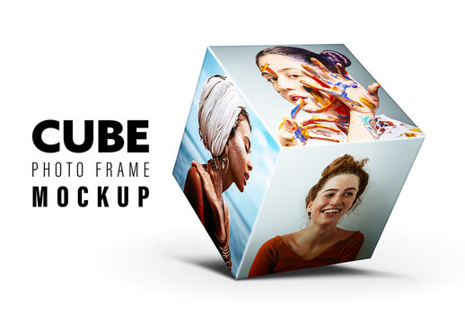Cube Photo Frame Mockup