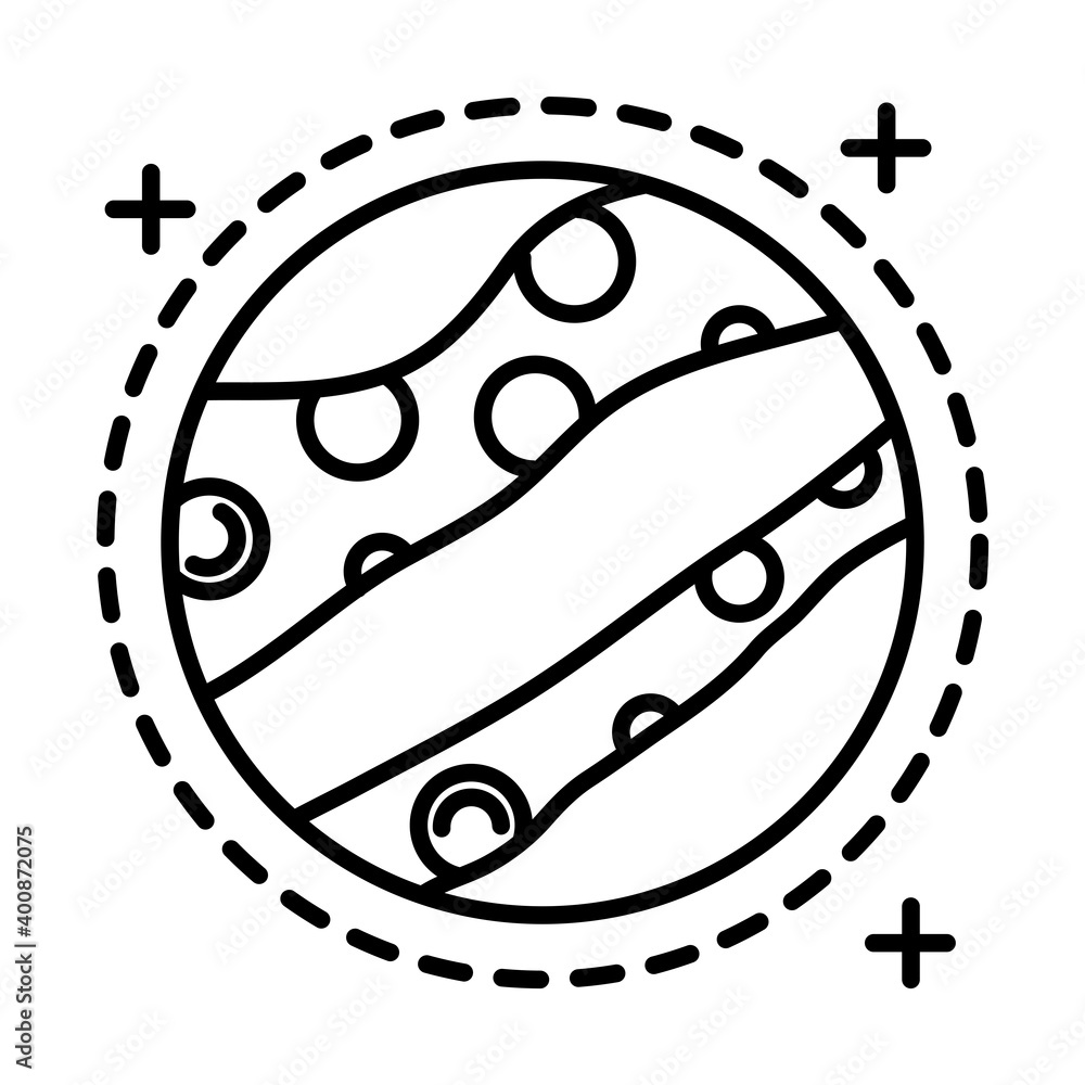 Poster space planet style line icon vector illustration design