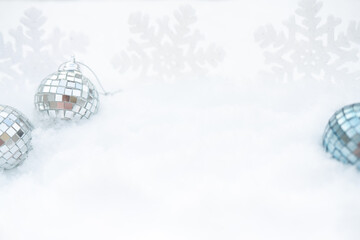 Fototapeta na wymiar Christmas ornaments in the snow