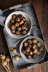 Sweet Slovakian Christmas pastry Opekance also known as Bobalky or Pupaky with poppy seeds