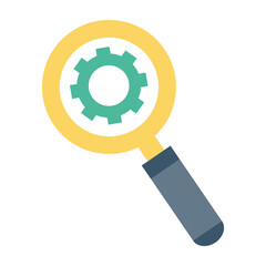 search magnifying glass with gear flat style icon vector illustration design