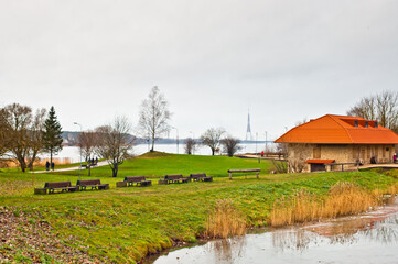 The promenade in Kengarags, a General view,in the background the river