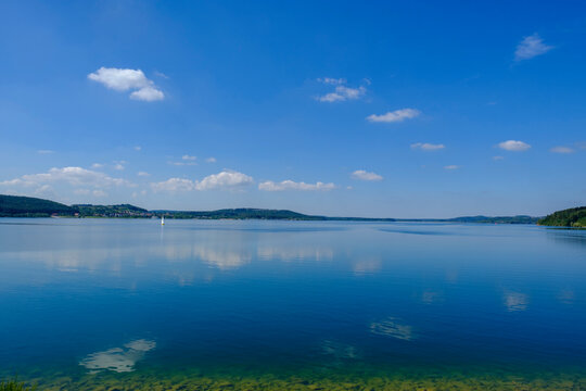 Calm blue Brombachsee lake