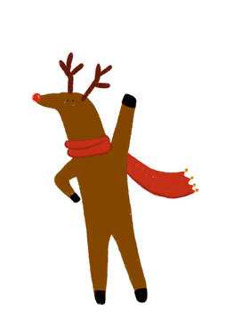Clip art of anthropomorphic reindeer wearing scarf