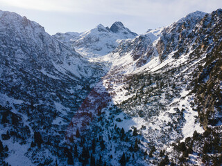 winter view of Malyovitsa peak, Rila Mountain, Bulgaria