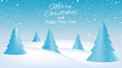 Merry Christmas and happy new year. Winter landscape. Falling snow texture. Vector illustration