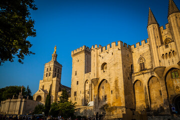 Fototapeta na wymiar The magnificent papal palace in the ancient town of Avignon, Provence, France