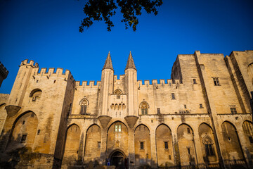 The magnificent papal palace in the ancient town of Avignon, Provence, France