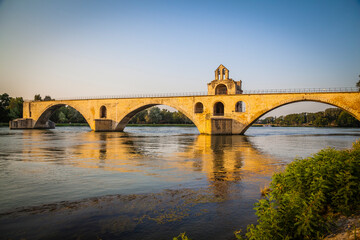 Fototapeta na wymiar Pont Saint-Bénézet, the famous bridge over the river Rhone in Avignon, Provence, France