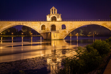 Pont Saint-Bénézet, the famous bridge over the river Rhone in Avignon, Provence, France