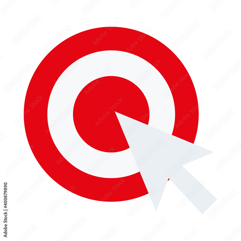 Aufkleber target with mouse cursor arrow flat style icon vector illustration design