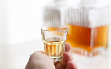 Alcoholic spirits and drinks concept background, with copy space
