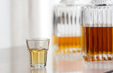 Alcoholic spirits and drinks concept background, with copy space