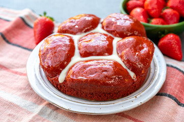 Sweet red velvet brioche cake from Brabant, Netherlands