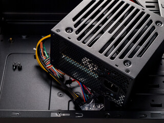 Computer part for system unit assembly, power supply for computer close-up, choice of quiet silent...