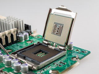 the process of connecting the CPU to the processor socket on a modern computer motherboard,...