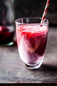Wild berry infused black iced tea latte