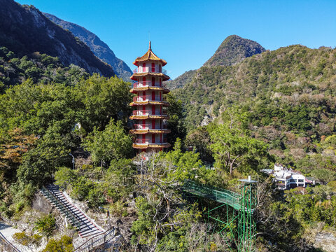 Taiwan, Hualien county, Taroko National Park, Tianfeng Pagoda and Tianxiang recreational area
