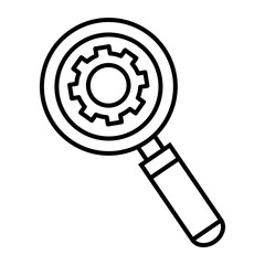 search magnifying glass with gear line style icon vector illustration design