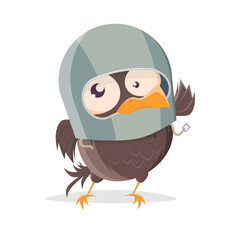 funny cartoon bird with helmet clip-art
