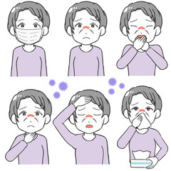 風邪の症状　高齢女性