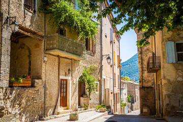 Streets in the ancient village of Montbrun-les-Bain, Provence, France