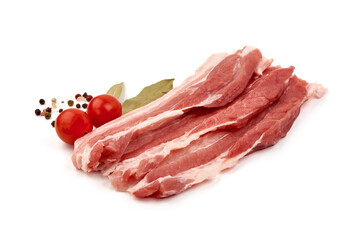 Raw bacon steaks, isolated on white background