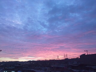 sunset over the city