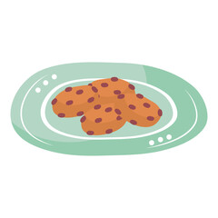 cookies in dish hygge style icon vector illustration design