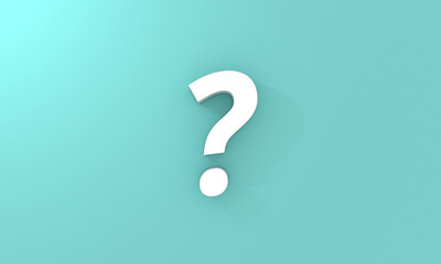 White Qustion mark sign on green background. 3d render illustration.
