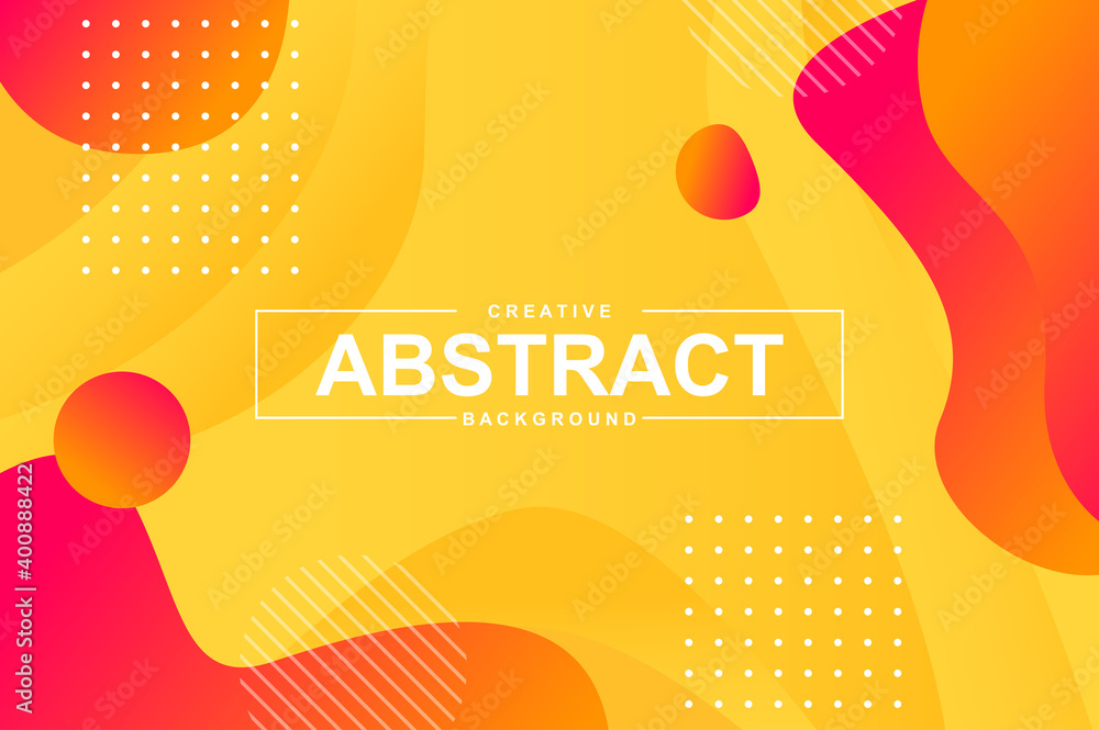 Aufkleber Abstract design with dynamic liquid shapes. Colorful fluid style background for landing page, web banner, wallpaper. Bright composition with gradients, wavy pattern with header vector Illustration.