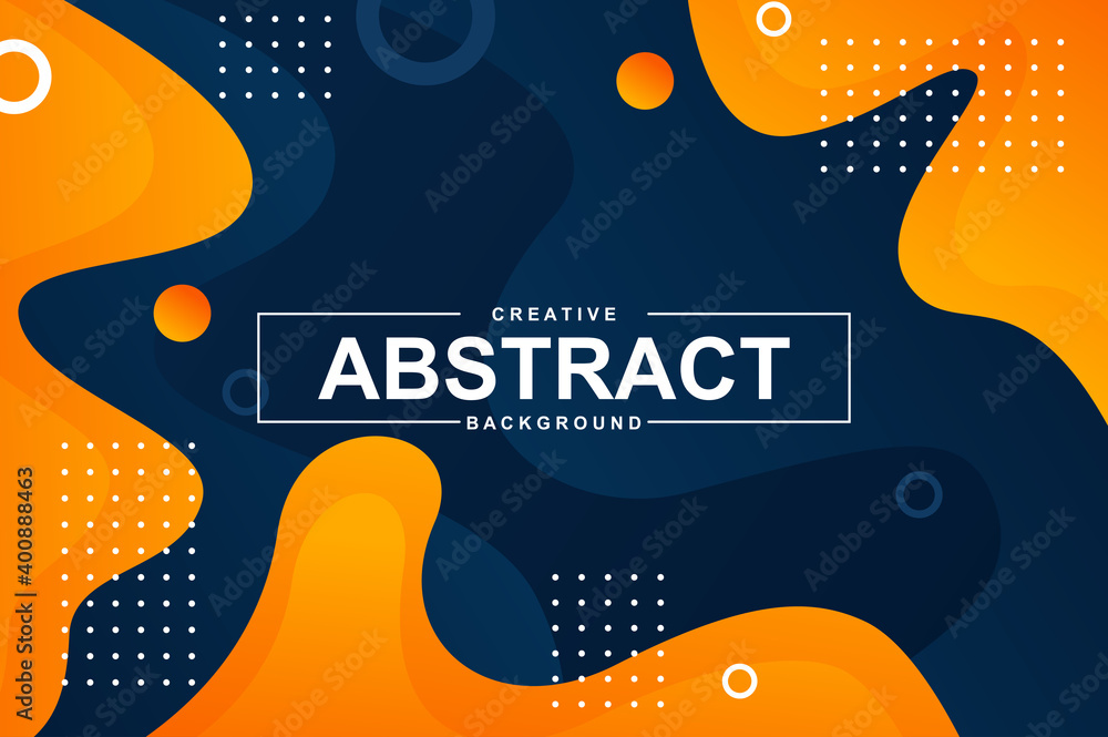 Fototapete Abstract design with dynamic liquid shapes. Colorful fluid style background for landing page, web banner, wallpaper. Bright composition with gradients, wavy pattern with header vector Illustration.