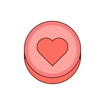 Ecstasy pill with red heart symbol isolated