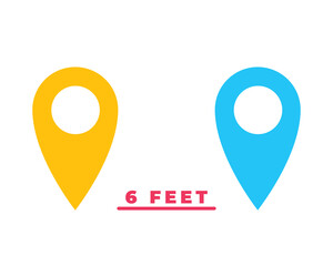 Social Distancing Keep Your Distance or Maintain a Distance of 6ft or 6 Feet Icon. Vector Image.