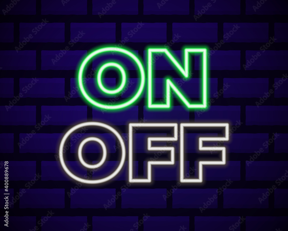 Aufkleber on and off lamp neon light toggle switch button. vector illustration. fluorescent light vector illus