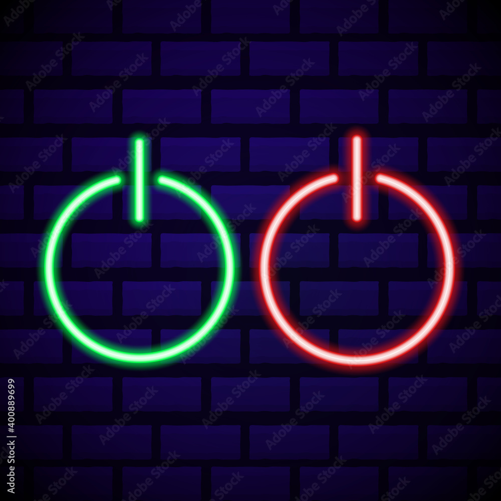 Poster on and off lamp neon light toggle switch button. vector illustration. fluorescent light vector illus