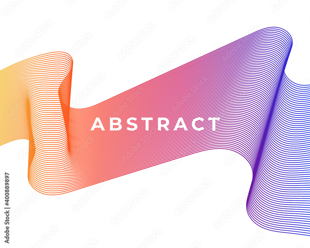 Poster abstract smooth color wave vector. curve flow gradient motion illustration. line design. vector line