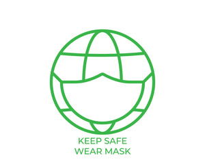 World mask vector logo template. This design use medical and globe symbol.