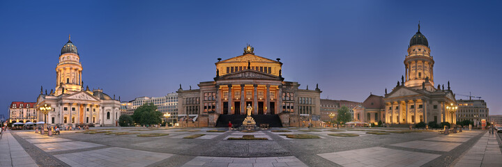Fototapeta premium Gendarmenmarkt with the German Cathedral and the French Cathedral, with the Theatre in between