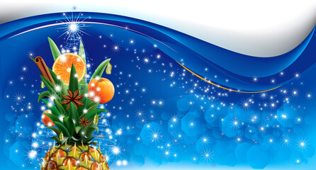 Fruits and spices stylized Christmas tree