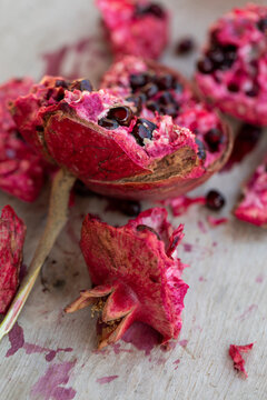 Pieces of ripe red pomegranate