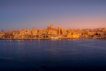 Valletta, Malta at sunset in Europe