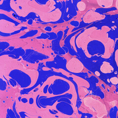 Colorful marble ink texture on watercolor paper background. Marble stone image. Bath bomb effect. Psychedelic biomorphic art.