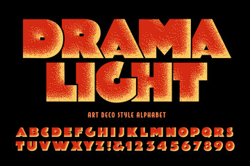 An art deco style font with stipple effects and a dramatic stage uplight effect. © Mysterylab