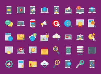 Fototapeta premium bundle of fourty marketing digital set icons vector illustration design