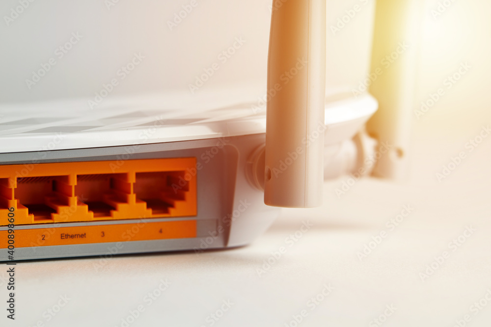 Aufkleber internet wifi router equipment. colored ethernet panel on wireless hardware. online and network conc