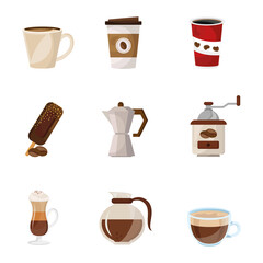 bundle of coffee delicious drink set icons vector illustration design